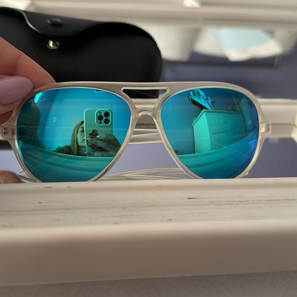 Ray Ban Blue mirror aviators clear frame - Picture 2 of 3